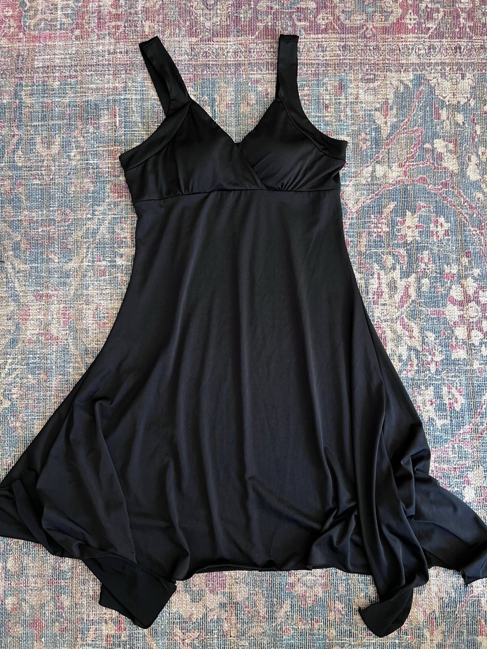 Y2K Black Midi A-Line Dress with V-Neck